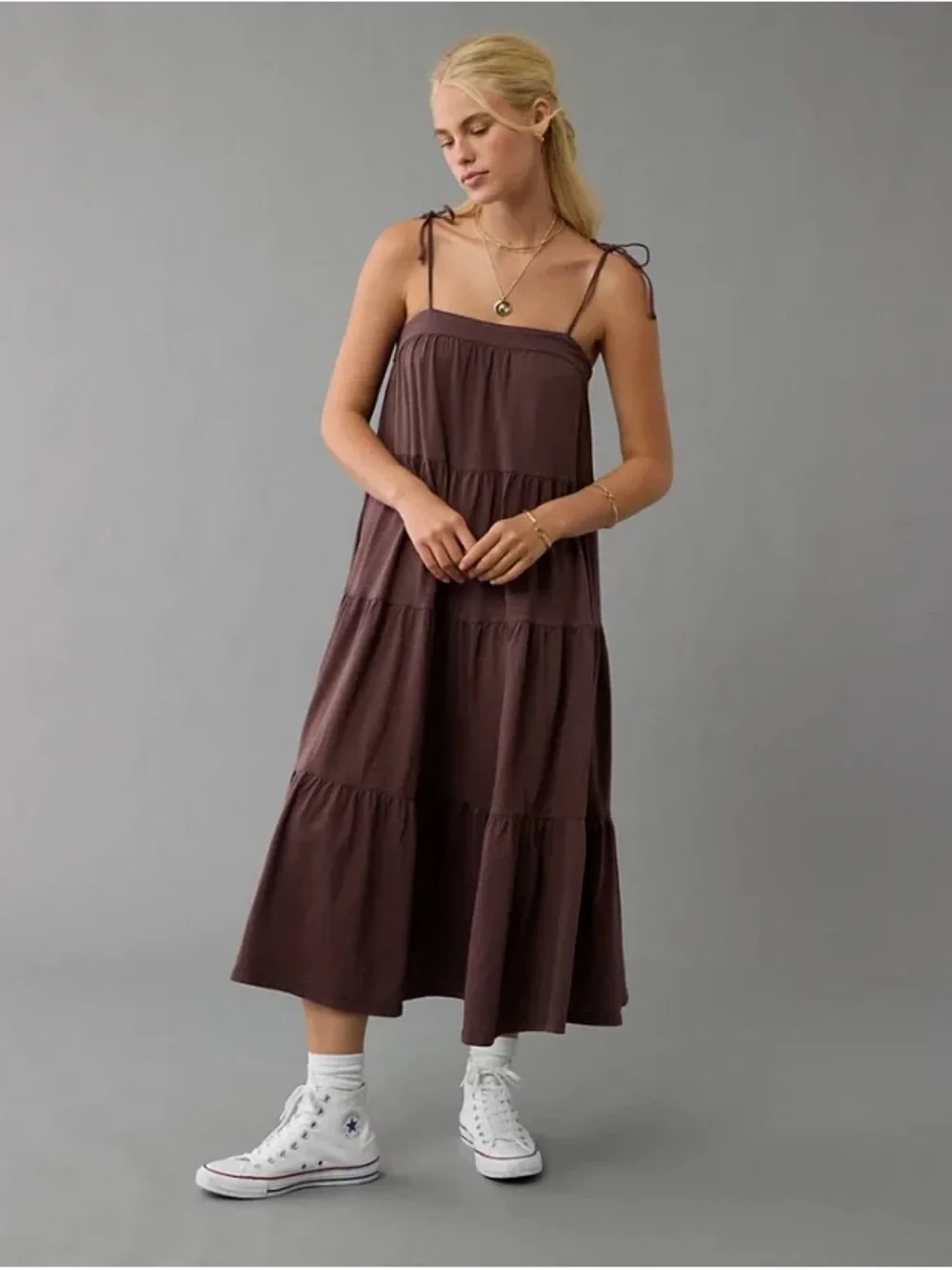 American Eagle Outfitters | Dresses | American Eagle Sunchaser Knit Tie Shoulder Maxi Dress Size S